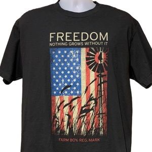 Men's Farm Boy Brand Freedom Flag Black Short Sleeve Tee Size Large
